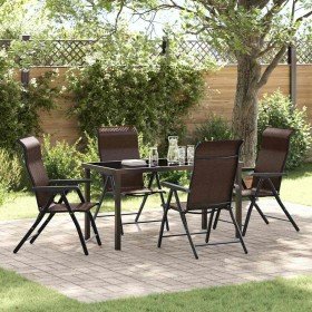 Conjunto de Comedor de Jardín 5 pcs Marrón Poliratán en Sillas de jardín | Comprar online en Foru.es