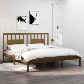 Estructura de cama madera maciza de pino marrón miel 200x200 cm de vidaXL, Camas y somieres - Ref: Foro24-3104086, Precio: 16...