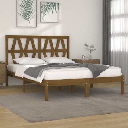 Estructura de cama madera maciza de pino marrón miel 200x200 cm de vidaXL, Camas y somieres - Ref: Foro24-3104021, Precio: 16...