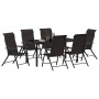 Conjunto de Comedor de Jardín 7 pcs Negro Poliratán en Sillas de jardín | Comprar online en Foru.es