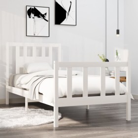 Estructura de cama individual madera maciza blanco 90x190 cm de vidaXL, Camas y somieres - Ref: Foro24-3104094, Precio: 103,2...