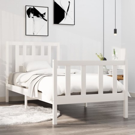 Estructura de cama individual madera maciza blanco 90x190 cm de vidaXL, Camas y somieres - Ref: Foro24-3104094, Precio: 103,2...