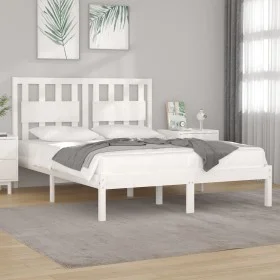 Estructura de cama de madera de pino maciza blanca 140x190 cm de vidaXL, Camas y somieres - Ref: Foro24-3103914, Precio: 138,...