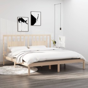 Estructura de cama de madera maciza de pino 200x200 cm de vidaXL, Camas y somieres - Ref: Foro24-3104083, Precio: 129,83 €, D...