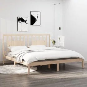 Solid pine wood bed frame 200x200 cm by vidaXL, Beds and slatted bases - Ref: Foro24-3104083, Price: 128,22 €, Discount: %