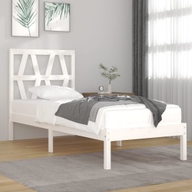 Estructura de cama madera maciza de pino blanco 90x200 cm de vidaXL, Camas y somieres - Ref: Foro24-3103984, Precio: 94,79 €,...