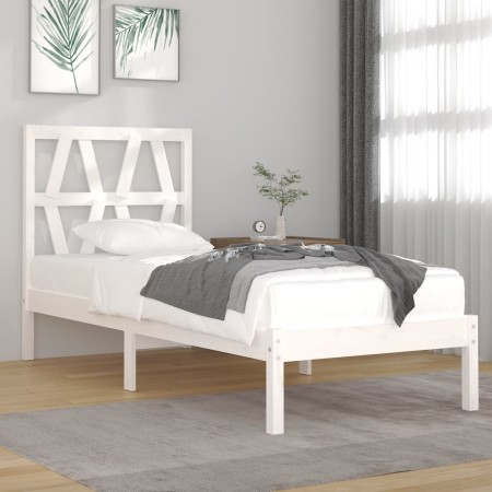 Estructura de cama madera maciza de pino blanco 90x200 cm de vidaXL, Camas y somieres - Ref: Foro24-3103984, Precio: 94,79 €,...