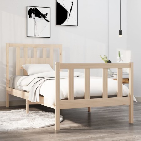 Estructura de cama madera maciza 90x190 cm de vidaXL, Camas y somieres - Ref: Foro24-3104093, Precio: 93,00 €, Descuento: %