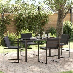 Conjunto de Comedor de Jardín 5 pcs Negro Textileno y acero en Sillas de jardín | Comprar online en Foru.es