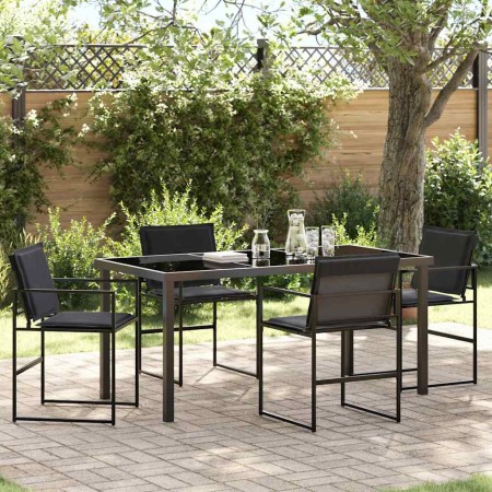 Conjunto de Comedor de Jardín 5 pcs Negro Textileno y acero en Sillas de jardín | Comprar online en Foru.es