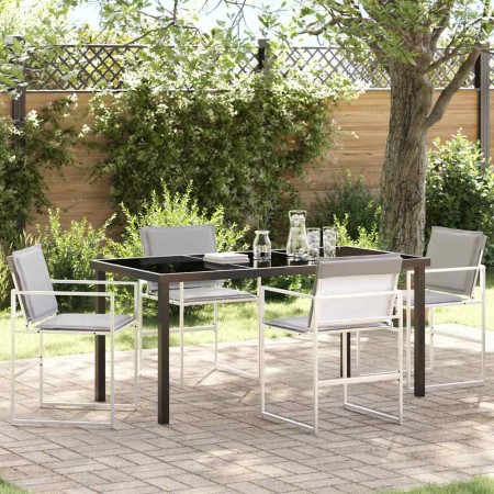 Conjunto de Comedor de Jardín 5 pcs Blanco Textileno y acero en Sillas de jardín | Comprar online en Foru.es