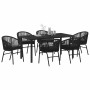 Conjunto de Comedor de Jardín 7 pcs Negro en Sillas de jardín | Comprar online en Foru.es