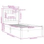 Estructura de cama madera maciza de pino blanco 90x200 cm de vidaXL, Camas y somieres - Ref: Foro24-3104049, Precio: 96,28 €,...