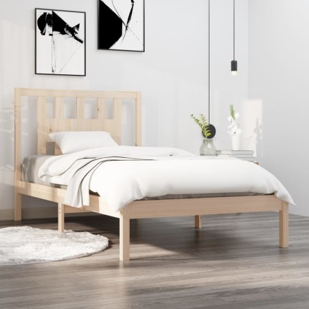 Estructura de cama de madera maciza de pino 90x200 cm de vidaXL, Camas y somieres - Ref: Foro24-3104048, Precio: 83,02 €, Des...