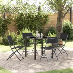Conjunto de Comedor de Jardín 5 pcs Negro en Sillas de jardín | Comprar online en Foru.es