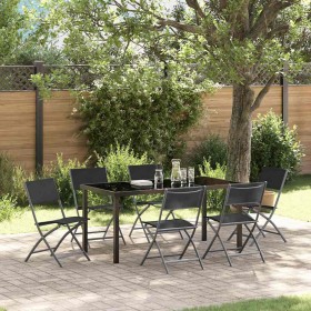 Conjunto de Comedor de Jardín 7 pcs Negro en Sillas de jardín | Comprar online en Foru.es