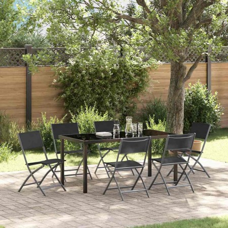 Conjunto de Comedor de Jardín 7 pcs Negro en Sillas de jardín | Comprar online en Foru.es