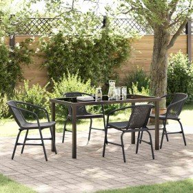 Conjunto de Comedor de Jardín 5 pcs Negro en Sillas de jardín | Comprar online en Foru.es