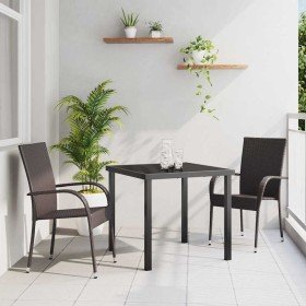 Conjunto de Comedor de Jardín 3 pcs Marrón en Sillas de jardín | Comprar online en Foru.es