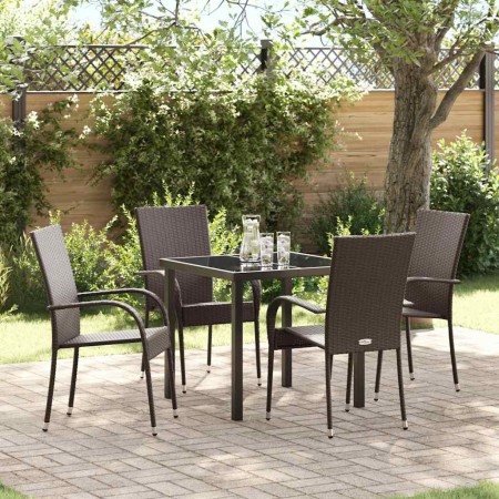 Conjunto de Comedor de Jardín 5 pcs Marrón Poliratán en Sillas de jardín | Comprar online en Foru.es