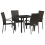 Conjunto de Comedor de Jardín 5 pcs Marrón Poliratán en Sillas de jardín | Comprar online en Foru.es