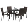 Conjunto de Comedor de Jardín 5 pcs Marrón Poliratán en Sillas de jardín | Comprar online en Foru.es