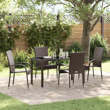 Conjunto de Comedor de Jardín 5 pcs Marrón en Sillas de jardín | Comprar online en Foru.es