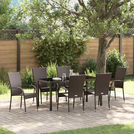 Conjunto de Comedor de Jardín 7 pcs Marrón en Sillas de jardín | Comprar online en Foru.es