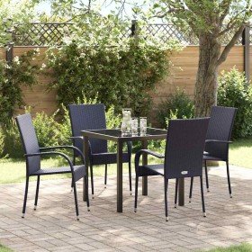 Conjunto de Comedor de Jardín 5 pcs Negro en Sillas de jardín | Comprar online en Foru.es
