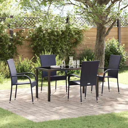 Conjunto de Comedor de Jardín 5 pcs Negro en Sillas de jardín | Comprar online en Foru.es