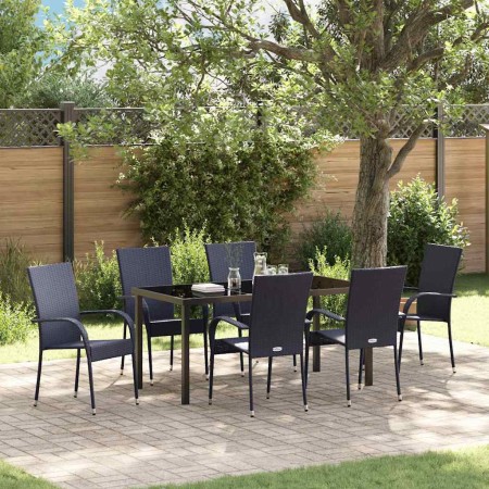 Conjunto de Comedor de Jardín 7 pcs Negro en Sillas de jardín | Comprar online en Foru.es