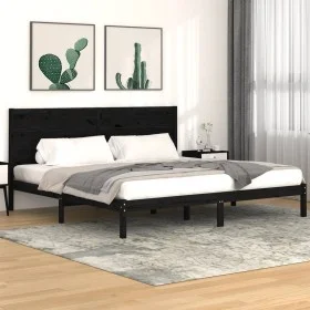 Solid black pine wood bed frame 200x200 cm by vidaXL, Beds and slatted bases - Ref: Foro24-3104177, Price: 176,66 €, Discount: %