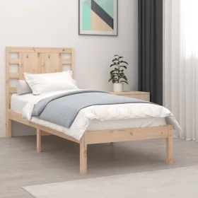 Estructura de cama de madera maciza de pino 90x200 cm de vidaXL, Camas y somieres - Ref: Foro24-3104203, Precio: 91,26 €, Des...