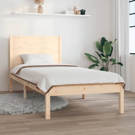 Estructura de cama de madera maciza de pino 90x200 cm de vidaXL, Camas y somieres - Ref: Foro24-3104138, Precio: 88,58 €, Des...