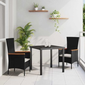Conjunto de Comedor de Jardín con cojín 3 pcs Negro en Sillas de jardín | Comprar online en Foru.es