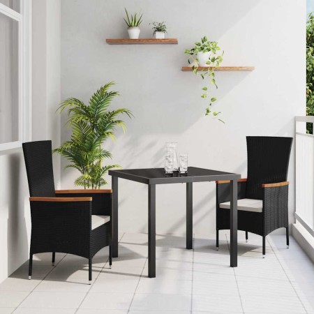 Conjunto de Comedor de Jardín con cojín 3 pcs Negro en Sillas de jardín | Comprar online en Foru.es