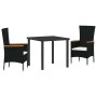 Conjunto de Comedor de Jardín con cojín 3 pcs Negro en Sillas de jardín | Comprar online en Foru.es