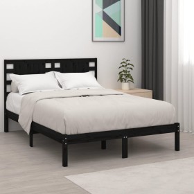 Estructura de cama de madera maciza de pino negra 200x200 cm de vidaXL, Camas y somieres - Ref: Foro24-3104242, Precio: 175,5...