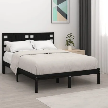 Solid black pine wood bed frame 200x200 cm by vidaXL, Beds and slatted bases - Ref: Foro24-3104242, Price: 173,30 €, Discount: %