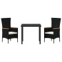 Conjunto de Comedor de Jardín con cojín 3 pcs Negro en Sillas de jardín | Comprar online en Foru.es