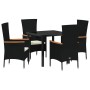 Conjunto de Comedor de Jardín con cojín 5 pcs Negro en Sillas de jardín | Comprar online en Foru.es