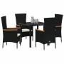 Conjunto de Comedor de Jardín con cojín 5 pcs Negro en Sillas de jardín | Comprar online en Foru.es