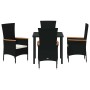 Conjunto de Comedor de Jardín con cojín 5 pcs Negro en Sillas de jardín | Comprar online en Foru.es