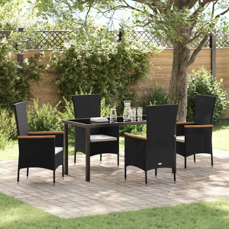 Conjunto de Comedor de Jardín con cojín 5 pcs Negro en Sillas de jardín | Comprar online en Foru.es