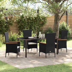 Conjunto de Comedor de Jardín con cojín 5 pcs Negro en Sillas de jardín | Comprar online en Foru.es