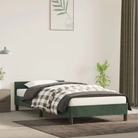 Dark green velvet bed frame with headboard 90x200 cm by vidaXL, Beds and slatted bases - Ref: Foro24-347552, Price: 92,25 €, ...