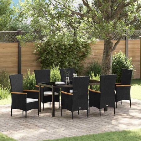 Conjunto de Comedor de Jardín con cojín 7 pcs Negro en Sillas de jardín | Comprar online en Foru.es