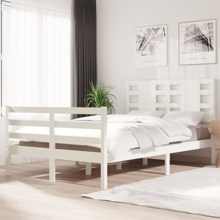 Estructura de cama madera maciza de pino blanco 120x200 cm de vidaXL, Camas y somieres - Ref: Foro24-3104279, Precio: 130,96 ...