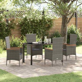Conjunto de Comedor de Jardín con cojín 5 pcs Gris en Sillas de jardín | Comprar online en Foru.es
