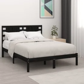 Estructura de cama de madera maciza de pino negra 140x190 cm de vidaXL, Camas y somieres - Ref: Foro24-3104202, Precio: 165,7...
